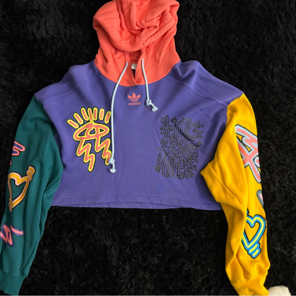 Adidas Woman’s Hoodie in Purple, Pink, Green, and Yellow